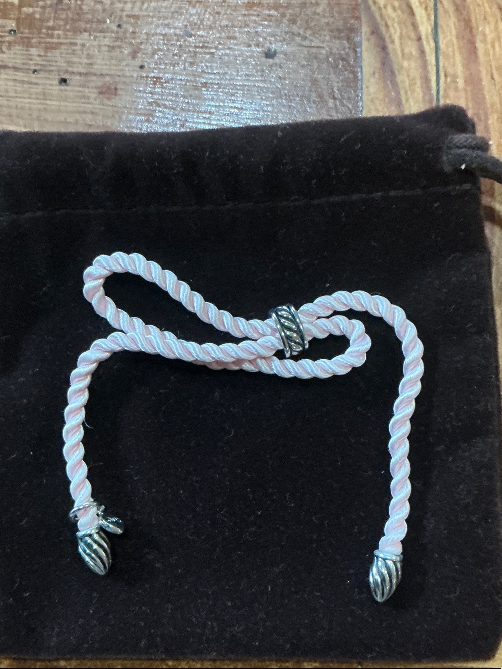 David Yurman cord bracelet with silver decorative end caps